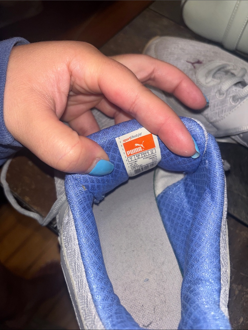 Puma Women's White Athletic Sneakers with Blue Liner and Pink Accents - Picture 2 of 8